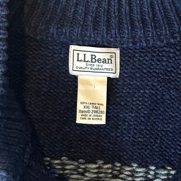 LL Bean Classic Ragg 100% Lambswool Sweater Henley Fair Isle Mens XXL Tall - Picture 5 of 8